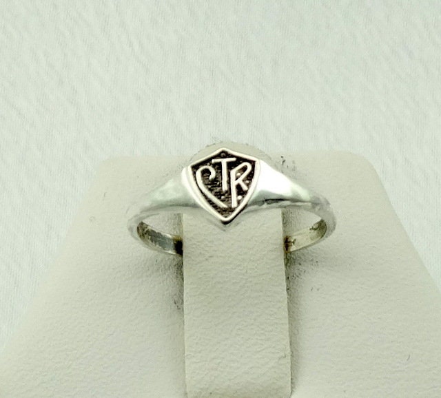 Vintage Pre-Owned Sterling Silber Ctr Schild Ring Kostenloser Versand Größe 4 #rtc4Ctr-L1 von rubysvintagejewelry