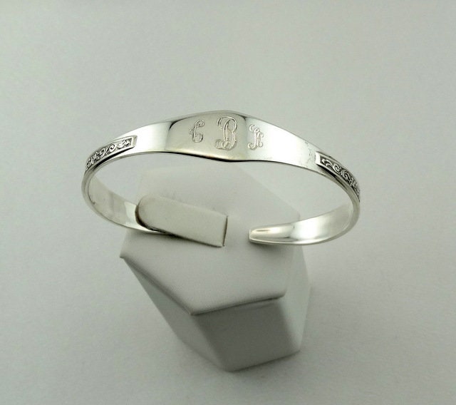 Vintage Reed Und Barton Hand Graviert "C B H" Sterling Silber Manschette Armband Kostenloser Versand #cbh-Cf10 von rubysvintagejewelry