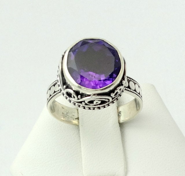 Vintage Sterling Silber Ring Mit Amethyst Größe 8 1/4 #am825-Sr2 von rubysvintagejewelry