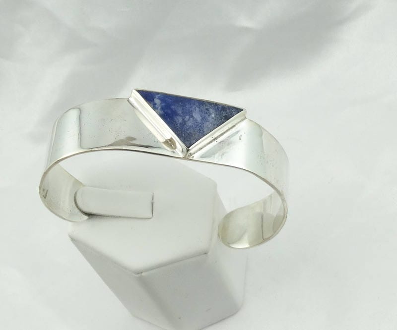 Vintage Sterling Silber Und Blau Sodallite Inlay Manschette Armband Kostenloser Versand #blue-Cf2 Vintage Sterling Silber Und Blau Sodallite Inlay Manschette Armband Kostenloser Versand #blue-Cf2 von rubysvintagejewelry