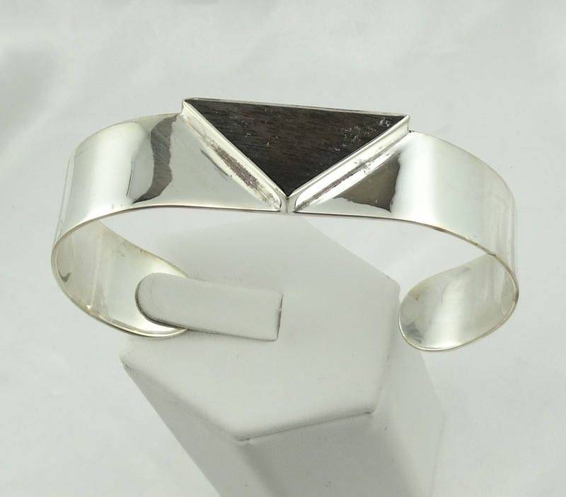 Vintage Sterling Silber Und Holz Inlay Manschette Armband Kostenloser Versand #wood-Cf6 von rubysvintagejewelry