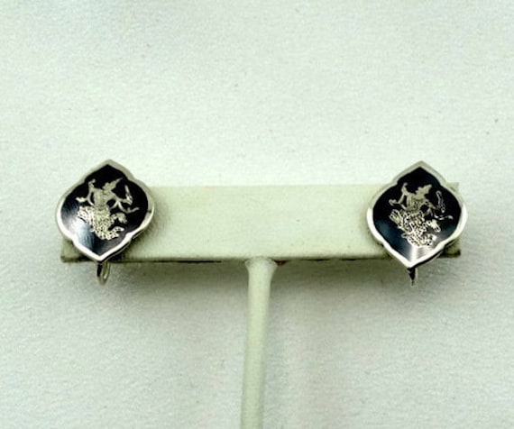 Vintage Thai Emaille Und Sterling Silber Schraube Zurück Ohrringe Kostenloser Versand #thai-Erg3 von rubysvintagejewelry
