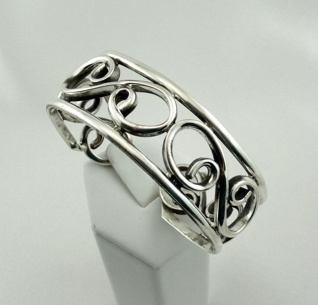 Wirbel Und Von Sterling Silber Vintage Manschette Armband Kostenloser Versand #swirls-Cf11 von rubysvintagejewelry