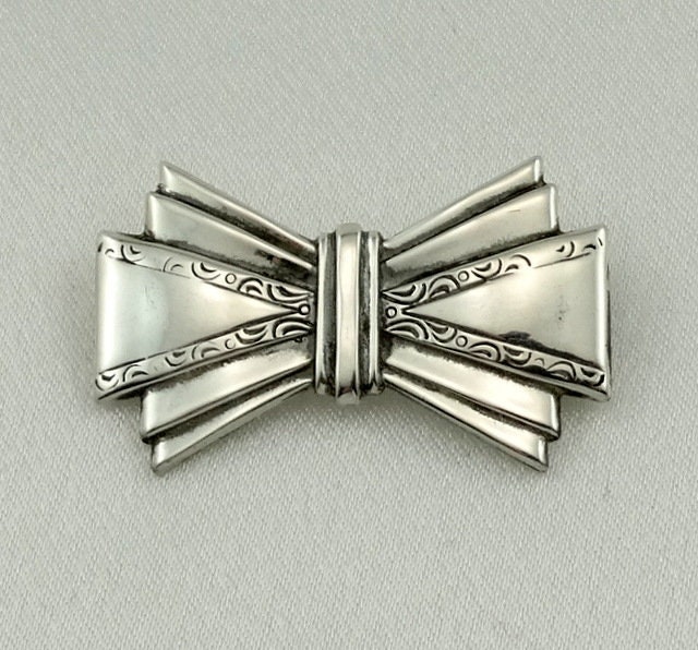 Wrap Me Up in Einem Bogen... Einzigartige Solide Sterling Silber Schleife Brosche/Pin Kostenloser Versand #bow-Br6 von rubysvintagejewelry