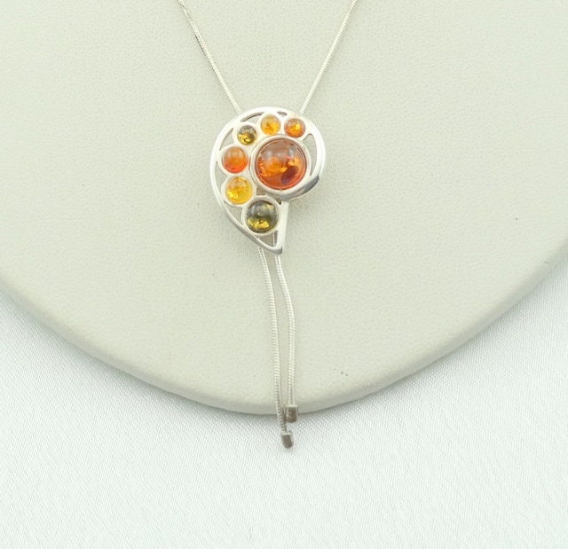 Wunderschöne 18" Bernstein Und Sterling Silber Designer Lariat Halskette Kostenloser Versand #amberl-Spc7 von rubysvintagejewelry