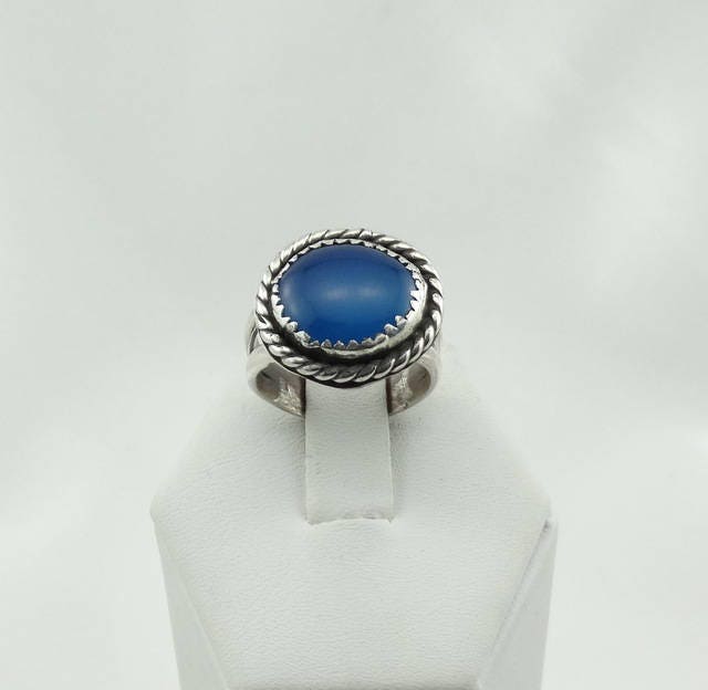 Wunderschöne Natürliche Blaue Chalcedon Sterling Silber Ring #bluec-Sr6 von rubysvintagejewelry