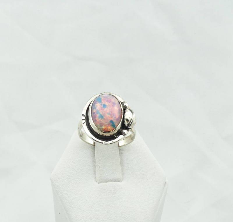 Wunderschöne Vintage Faux Opal Und Sterling Silber Ring Kostenloser Versand #foilopal-Sr1 von rubysvintagejewelry