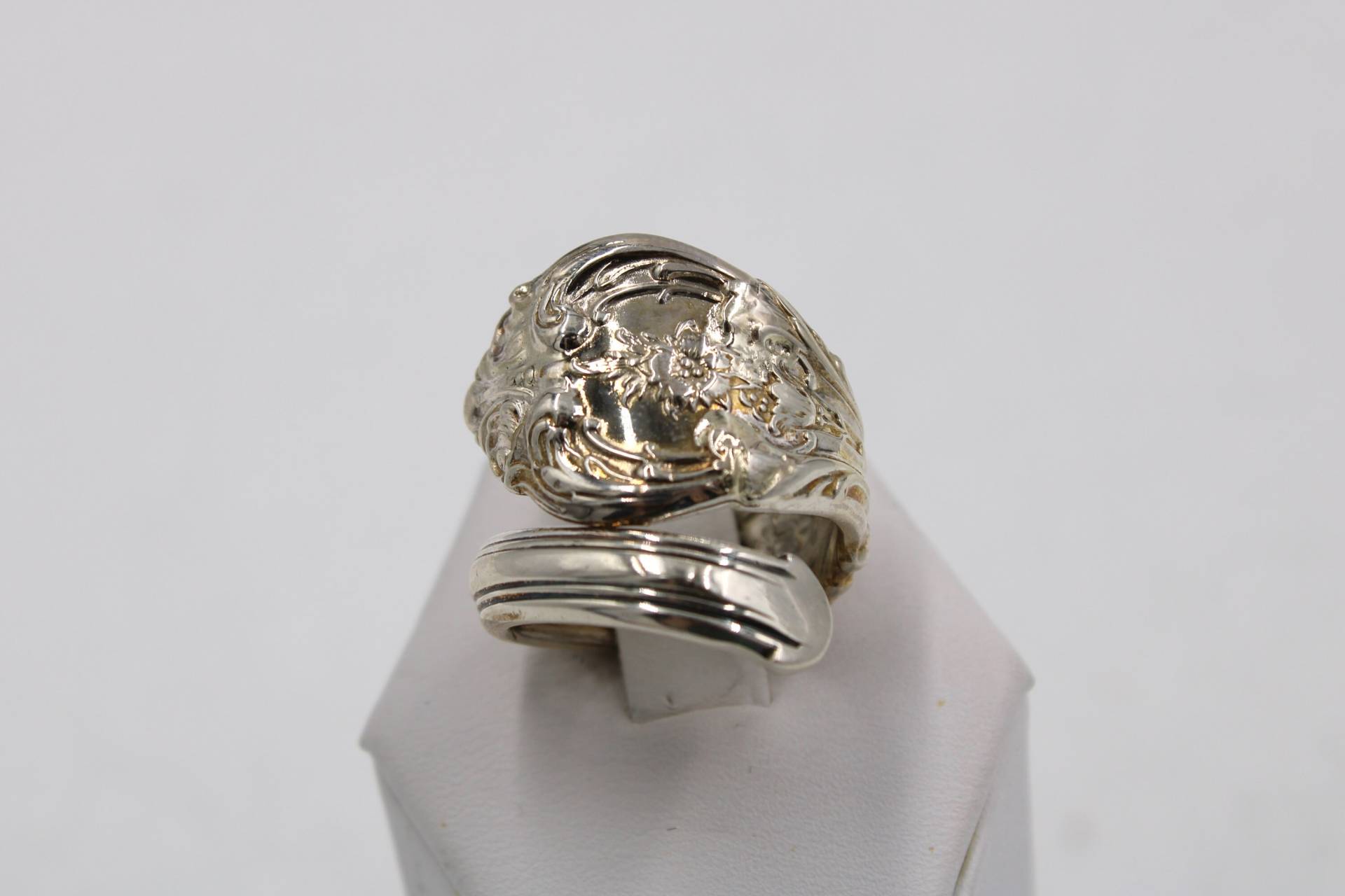 Wunderschöner Echter Gorham Floral Muster Vintage Handarbeit Sterling Silber Löffel Ring Größenverstellbar 8 3/4 Versandkostenfrei #hvyf-Sr20 von rubysvintagejewelry