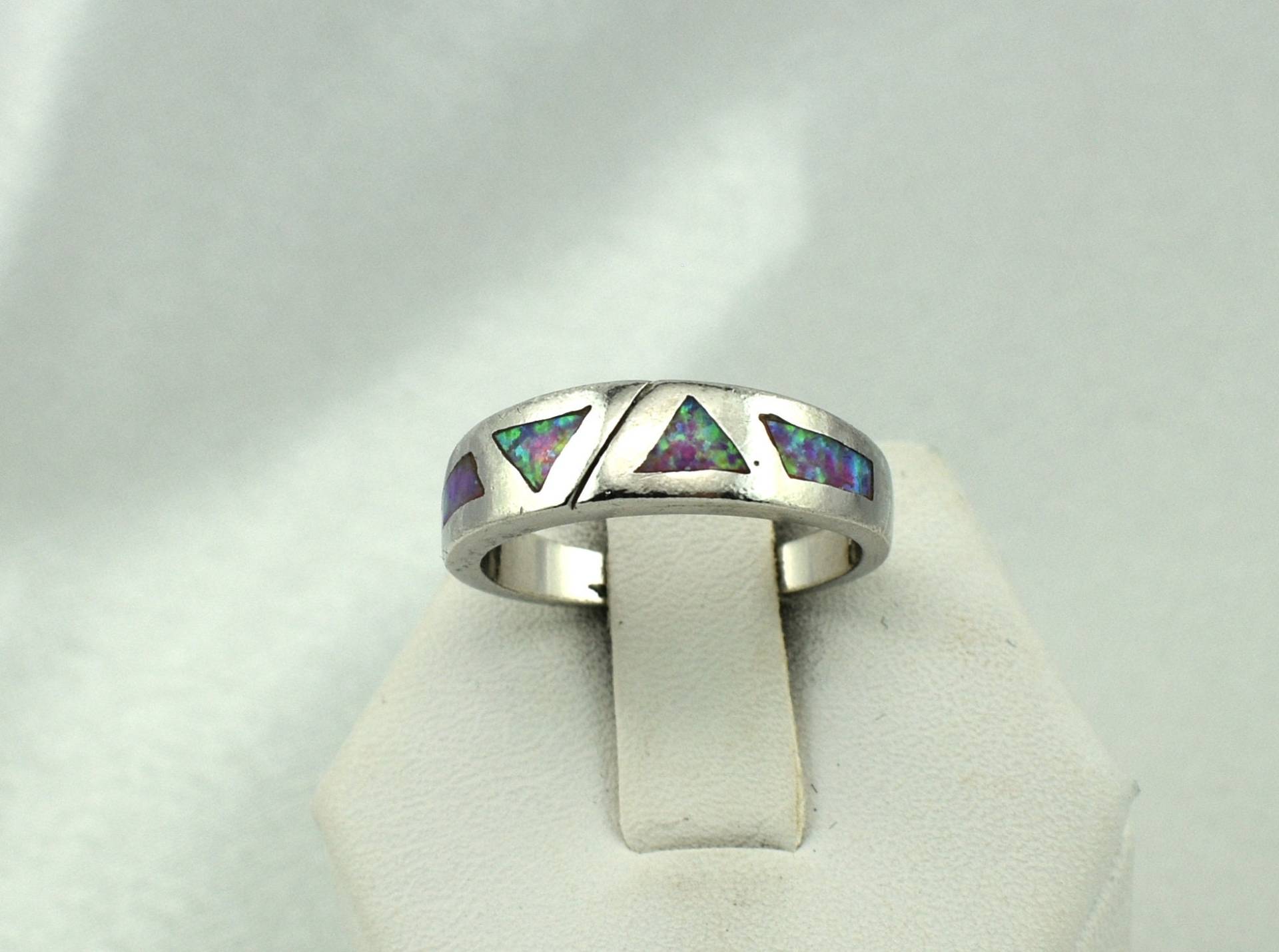 Wunderschöner Opal Inlay Vintage Sterling Silber Ring Größe 7 3/4 Versandkostenfrei #triop-Sr5 von rubysvintagejewelry