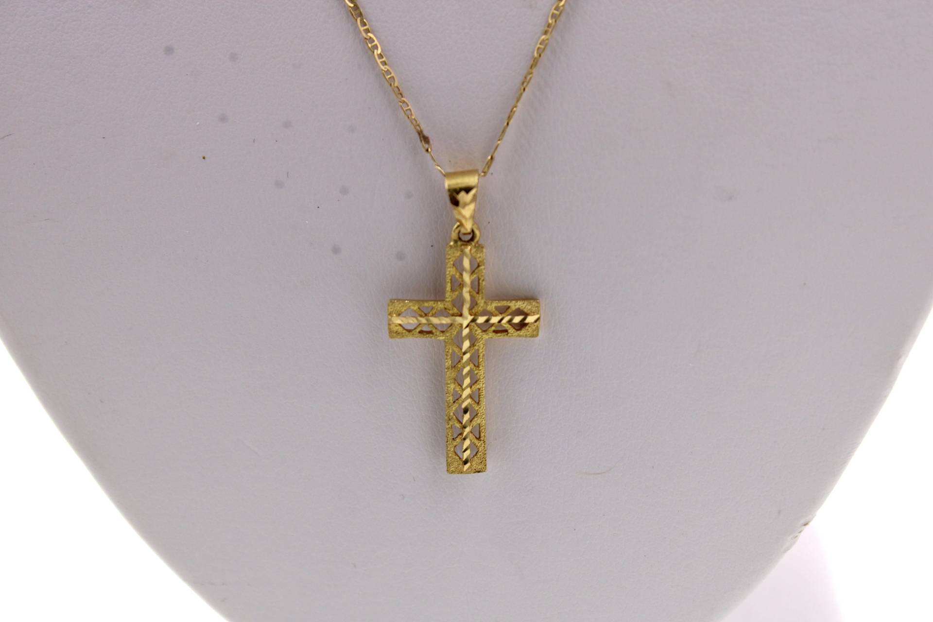 Wunderschöner Und Dennoch Schlichter Vintage 18K Gelbgold Kreuz Anhänger Mit 18 Zoll 14K Kette Inklusive Kostenloser Versand #18Ks-xp6 von rubysvintagejewelry