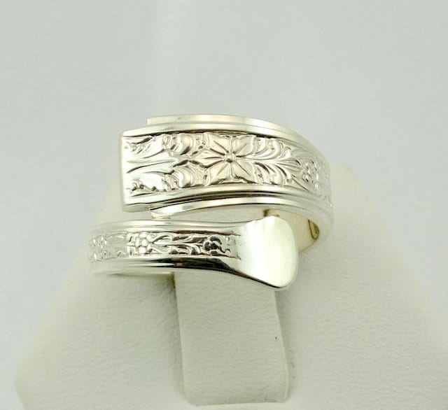 Wunderschöner Vintage Sterling Silber Blumen Löffel Ring Größenverstellbar 7 Versandkostenfrei #sqflr7-Sr16 von rubysvintagejewelry