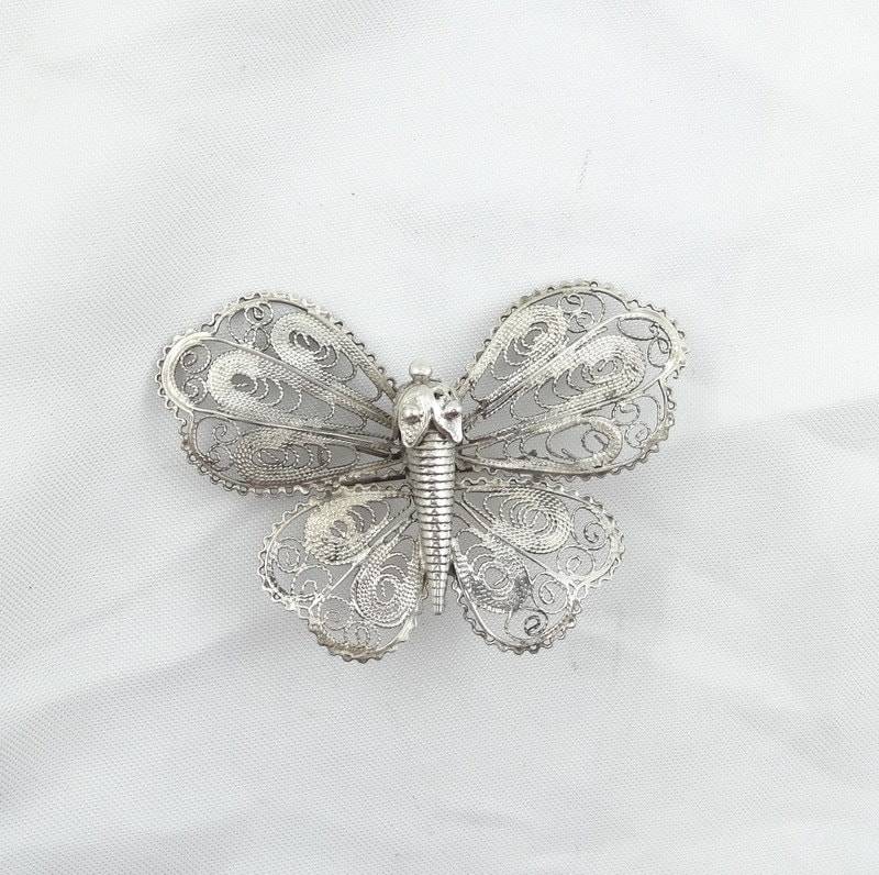 Zarte Handgemachte Sterling Silber Schmetterling Brosche. Kostenloser Versand #butterfly-Br3 von rubysvintagejewelry