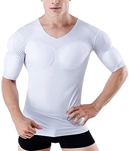 Gepolstertes Muskelhemd für Männer Gepolstertes Muskel-T-Shirt Adult Muscle Shirts Unsichtbare gefälschte Brustmuskeln Ice Silk Shaper Schnelltrocknendes gepolstertes Muskel-T-Shirt von ruguo