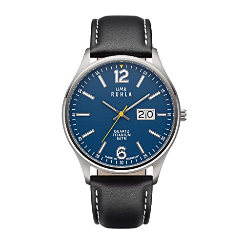 UMR RUHLA Classic 17076, Armbanduhr, Herren, Quarz, Big Date, Lederband, 3 bar von UMR RUHLA