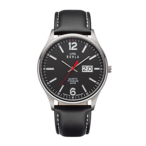 UMR RUHLA Classic 17077, Armbanduhr, Herren, Quarz, Big Date, Lederband, 3 bar von UMR RUHLA