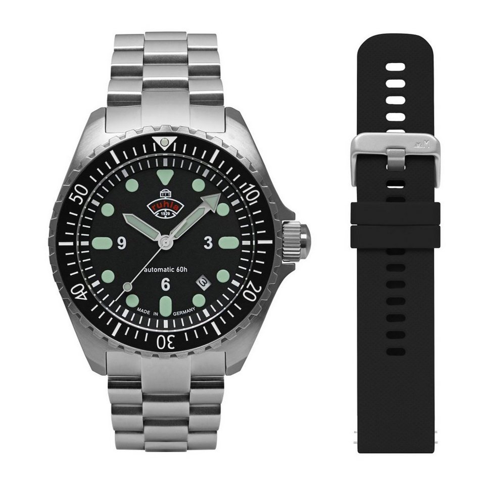 ruhla Automatikuhr NVA Kommando Minen-Taucheruhr – 43 mm, 20 ATM, 4960M5-SET, 2 Armbänder im Set - Made in Germany ruhla Automatikuhr NVA Kommando Minen-Taucheruhr – 43 mm, 20 ATM, 4960M5-SET, 2 Armbänder im Set - Made in Germany von ruhla
