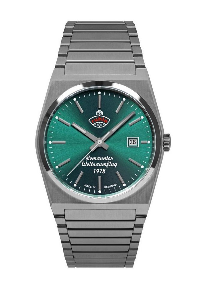 ruhla Automatikuhr Space Control Herrenuhr, Edelstahlband, grünes Zifferblatt, 4660M-4, 40 mm, robustes Design, präzises Automatikwerk, Made in Germany von ruhla