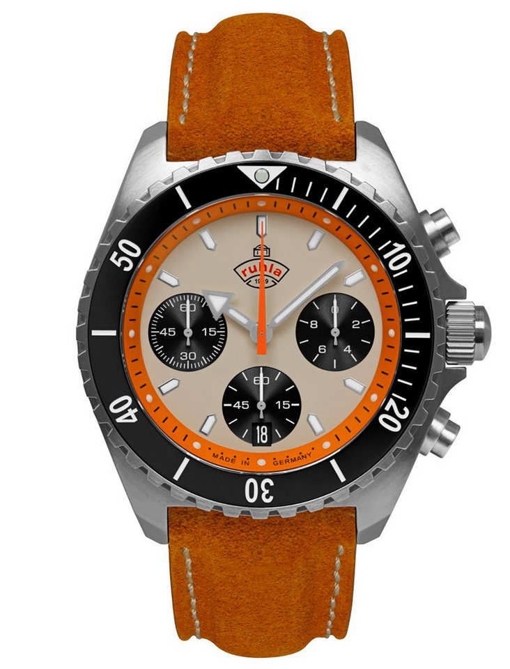 ruhla Quarzuhr Chronograph Glasbach Cup Orange von ruhla