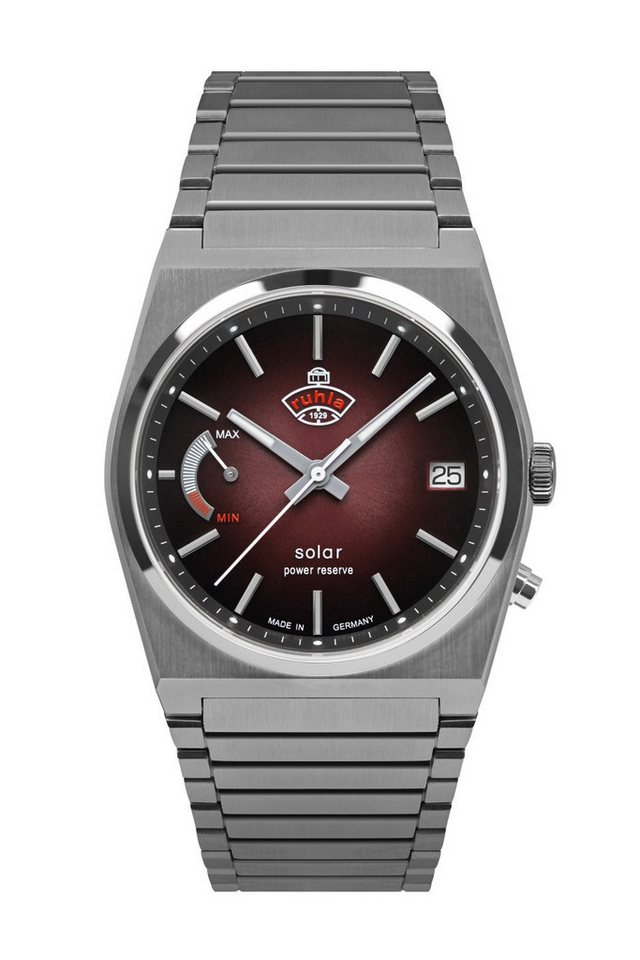 ruhla Solaruhr Herrenuhr Solar mit Datum und integriertem Metallarmband von ruhla