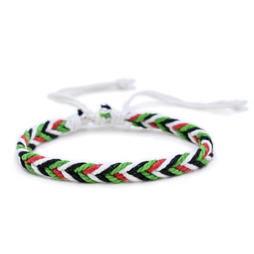rujjftsy Palästina Armband Seil, Wassermelone Palästina Seil Gewebtes Armband, Handgemachte Verstellbare Palästinensische Flagge String Fadenarmbänder, Rot Grün Schwarz Seil Wrap Armreifen für Männer von rujjftsy