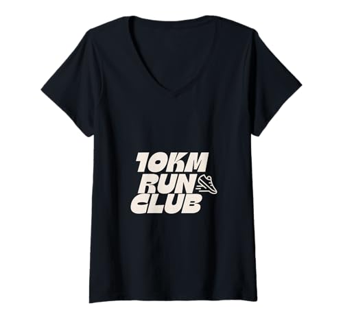 Damen 10 km Laufclub Läufer T-Shirt mit V-Ausschnitt Damen 10 km Laufclub Läufer T-Shirt mit V-Ausschnitt von runners club