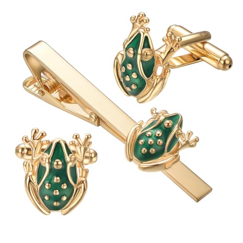 runootPR Krawattennadel Set Gold Frosch Krawattenklammer Personalisiert für Herren Hochzeit Geschäft Parteien Herrenschmuck mit Geschenkbox von runootPR