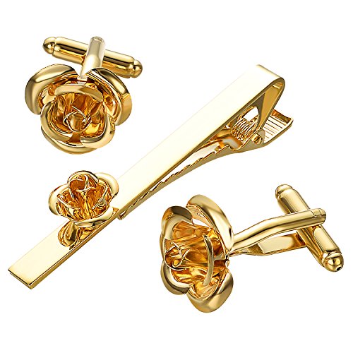 RunootPR Krawattennadel Set Gold Rose Krawattenklammer Personalisiert für Herren Hochzeit Geschäft Parteien Herrenschmuck mit Geschenkbox RunootPR Krawattennadel Set Gold Rose Krawattenklammer Personalisiert für Herren Hochzeit Geschäft Parteien Herrenschmuck mit Geschenkbox von runootPR