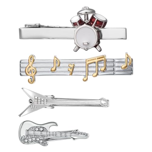 RunootPR Krawattennadel Set Musik Silber Krawattenklammer Personalisiert für Herren Schmuck Geschenk von runootPR