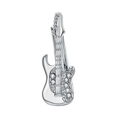 RunootPR Krawattennadel Silber Gitarre Musik Krawattenklammer Kurz Personalisiert für Herren Hochzeit Geschäft Parteien Herrenschmuck mit Geschenkbox von runootPR