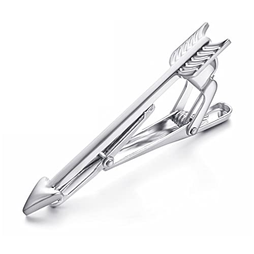 RunootPR Krawattennadel Silber Pfeil Jagd Krawattenklammer Personalisiert für Herren Hochzeit Geschäft Parteien Herrenschmuck mit Geschenkbox von runootPR