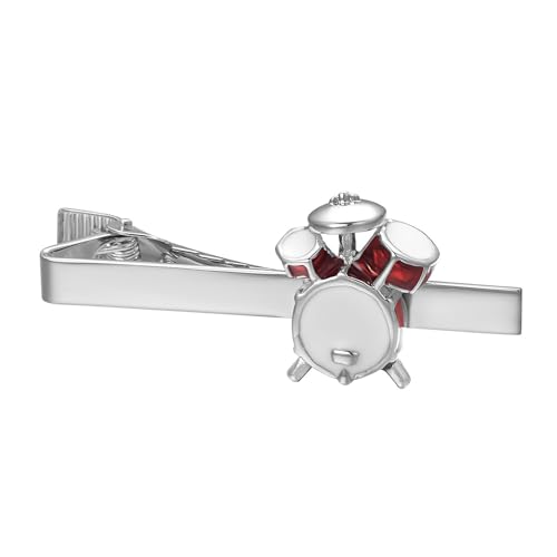 RunootPR Krawattennadel Silber Trommel Krawattenklammer Personalisiert Musik für Herren Hochzeit Geschäft Parteien Herrenschmuck mit Geschenkbox von runootPR