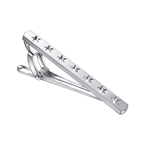 RunootPR Krawattennadel Silber Stern Personalisiert Krawattenklammer Herren für Hochzeit Schmuck Geschenk mit Geschenkbox von runootPR