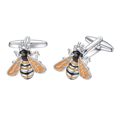 RunootPR Personalisierte Manschettenknöpfe Biene Gelbe Personalisiert für Herren Cufflinks Schmuck Geschenk von runootPR