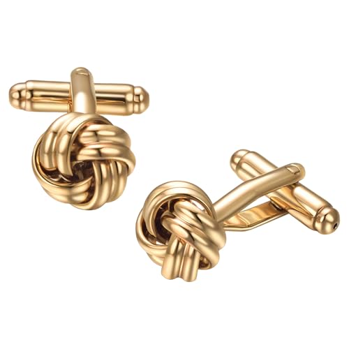 RunootPR Manschettenknöpfe Gold Personalisiert Knoten Manchettenknoepfe Herren Hochzeit Geschäft Schmuck von runootPR