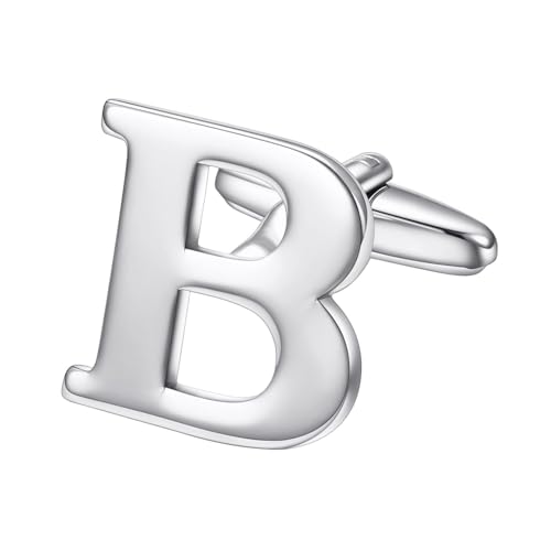 RunootPR Manschettenknöpfe Initialen B Personalisierte Manschettenknöpfe Hochzeit Mit Buchstaben Geschäft Hemd Smoking Herrenschmuck mit Geschenkbox von runootPR