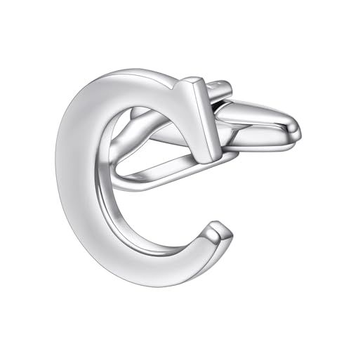 RunootPR Manschettenknöpfe Initialen C Personalisierte Manschettenknöpfe Hochzeit Mit Buchstaben Geschäft Hemd Smoking Herrenschmuck mit Geschenkbox von runootPR