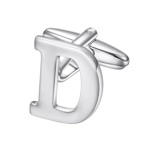 RunootPR Manschettenknöpfe Initialen D Personalisierte Manschettenknöpfe Hochzeit Mit Buchstaben Geschäft Hemd Smoking Herrenschmuck mit Geschenkbox von runootPR