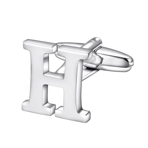 RunootPR Manschettenknöpfe Initialen H Personalisierte Manschettenknöpfe Hochzeit Mit Buchstaben Geschäft Hemd Smoking Herrenschmuck mit Geschenkbox von runootPR