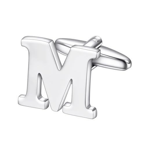 RunootPR Manschettenknöpfe Initialen M Personalisierte Manschettenknöpfe Hochzeit Mit Buchstaben Geschäft Hemd Smoking Herrenschmuck mit Geschenkbox von runootPR