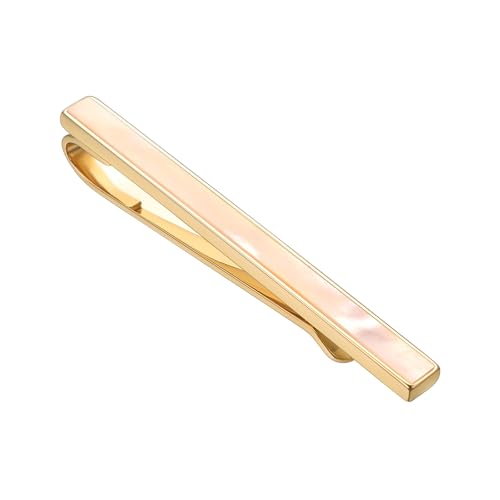 RunootPR Perlmutt Krawattennadel für Herren Gold Stilvolle Krawattenklammer Büro Hochzeit Handgefertigter Schmuck 5.8cm von runootPR