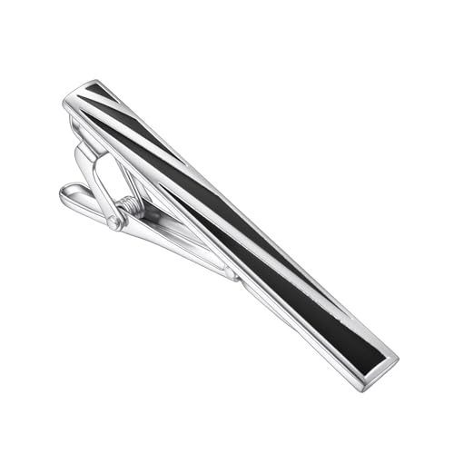 RunootPR Schwarz Streifen Krawattennadel Klassische Krawattenklammer für Herren Krawattennadeln Schmuck 5.5cm von runootPR