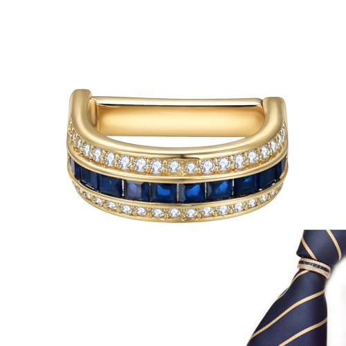 RunootPR Zirkon Krawattennadel Hochzeit Gold Krawattenring Krawattenklammer Herren Praktisch Krawattenschnalle Herrenschmuck mit Geschenkbox von runootPR