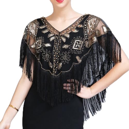 RUNRAYAY 1920 Schal mit langem Nachtstrom, leuchtet Perlenparty, Polero Deck bedeckt von runrayay