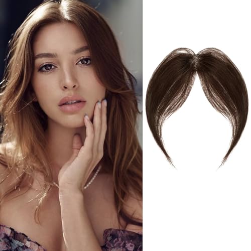 RUNRAYAY -Clip in Pony, Clip in Haarverlängerungen für Frauen, echtes menschliches Haar, 360 3D -Cover Wispy Pony auf französischen Pony für tägliche Verschleiß, hellbraun von runrayay