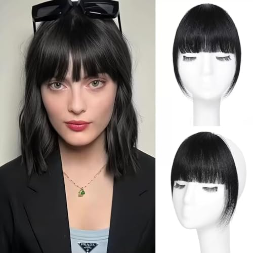 RUNRAYAY -Clip in Pony, Pony Haarclip für Frauen menschliches Haar Wispy Pony Haarstücke für Frauen Clip auf gefälschte Knaller Haarerweiterung für Frauen täglich tragen, schwarz von runrayay