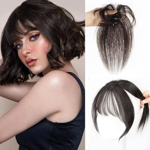 RUNRAYAY Dynamische Klemme 100% Live-Haar Wipsy Fack Haarschnitt, 360 ° überdachte natürliche schwarze Klemme für Damen Perücke gebogene Klemme (braun-schwarz) von runrayay