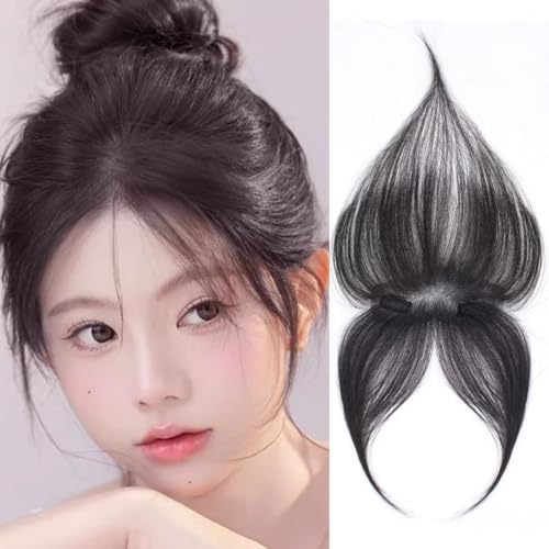 RUNRAYAY -Haaropper für Frauen, schwarze Pony -Haarclip 360 ° 3D -Abdeckung mit Pony, echter menschlicher Pony -Clip in Fransenhaarverlängerungen mit Clips Wipsy Bang von runrayay