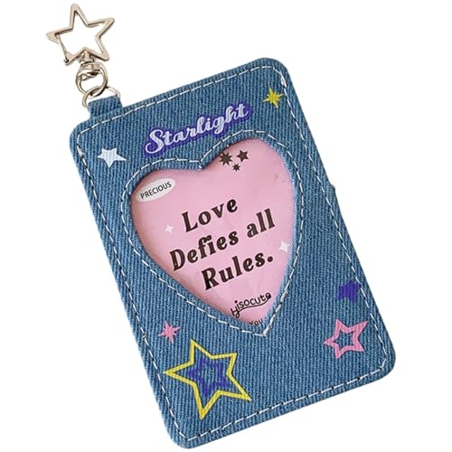 RUNRAYAY Kpop-Fotokartenhalter mit Schlüsselanhänger, Y2K-Stern, 7,6 cm, süßer Mini-Foto-ID-Bankkarten-Buskartenhalter, Schutz-Schreibwaren (hellblau) von runrayay