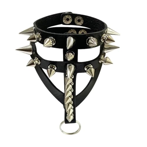 RUNRAYAY-Punk-Lederarmband mit Ring Schwarzes Armbandarmband für Männer und Frauen Cosplay Halloween mit Nageln mit Diamantarmband Gothic Rock Armband von runrayay