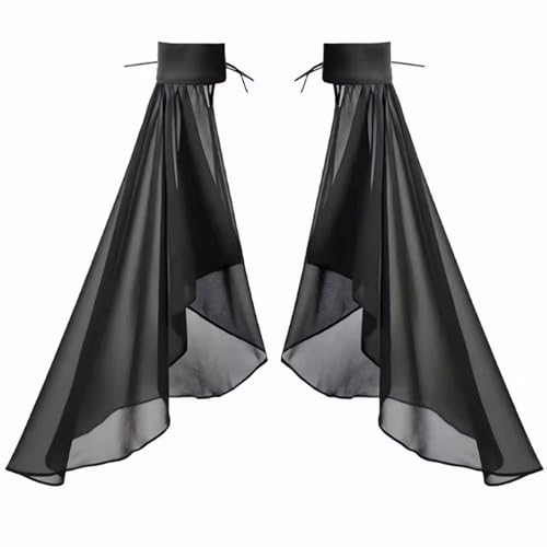 RUNRAYAY Schwarze, viktorianische Damen-Tüllhandschuhe, Gothic, schwarze Spitze, Chiffon, abnehmbare Ärmel, Vampir Hexen-Cosplay-Kostüm von runrayay